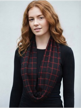 Jersey Loop Plaid Print Scarf