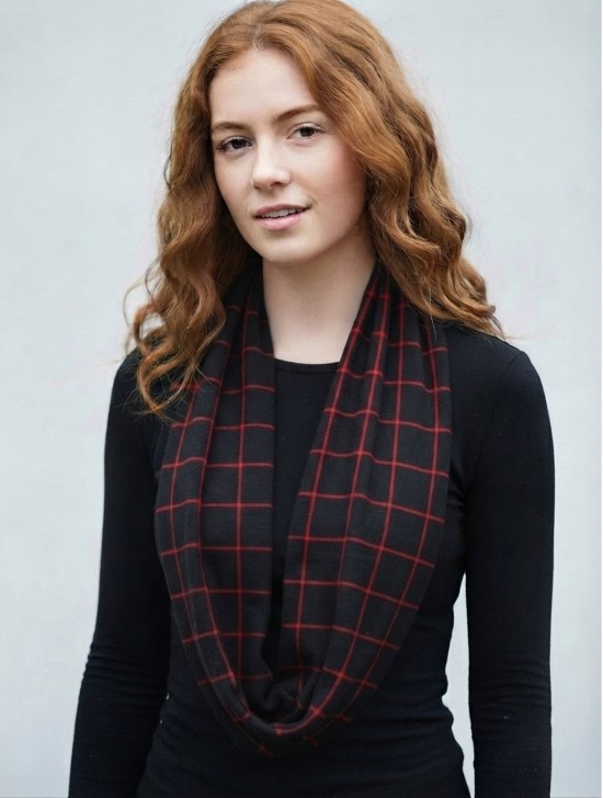 Jersey Loop Plaid Print Scarf