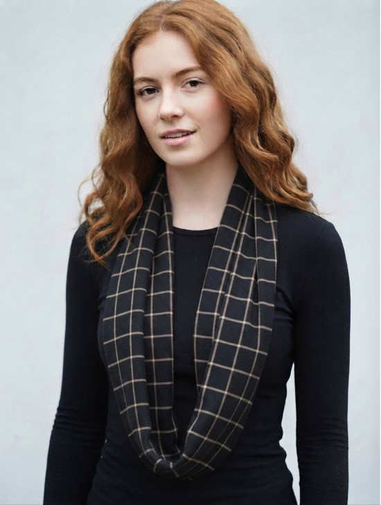Jersey Loop Plaid Print Scarf