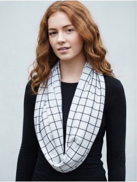 Jersey Loop Plaid Print Scarf