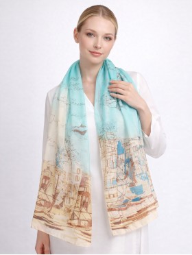 Chiffon Cityscape Fashion Scarf