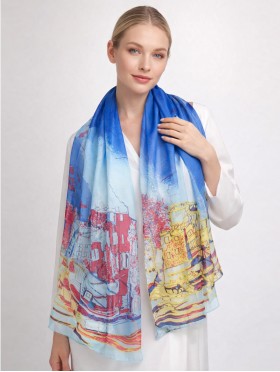 Chiffon Cityscape Fashion Scarf