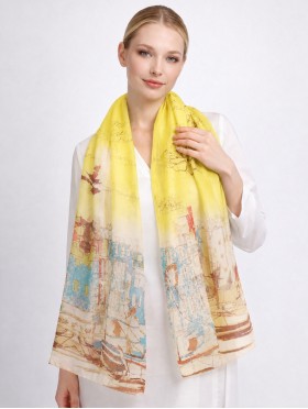 Chiffon Cityscape Fashion Scarf