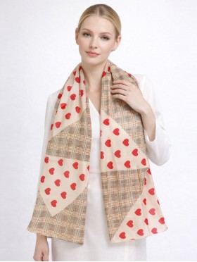 Chiffon Heart & Plaid Fashion Scarf
