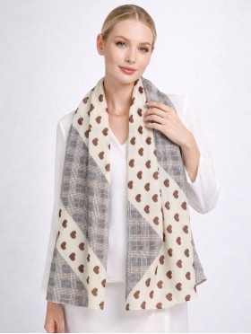 Chiffon Heart & Plaid Fashion Scarf