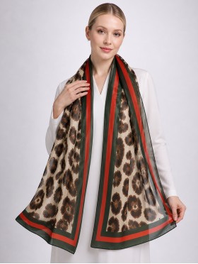Chiffon Leopard & Plaid Fashion Scarf