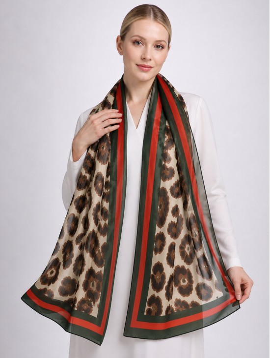 Chiffon Leopard & Plaid Fashion Scarf