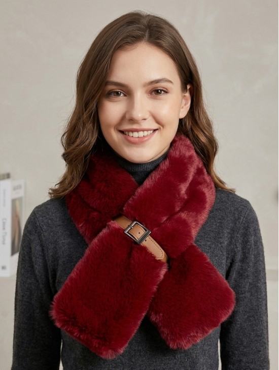 Fashion Plush Premium Scarf W/ Buckle