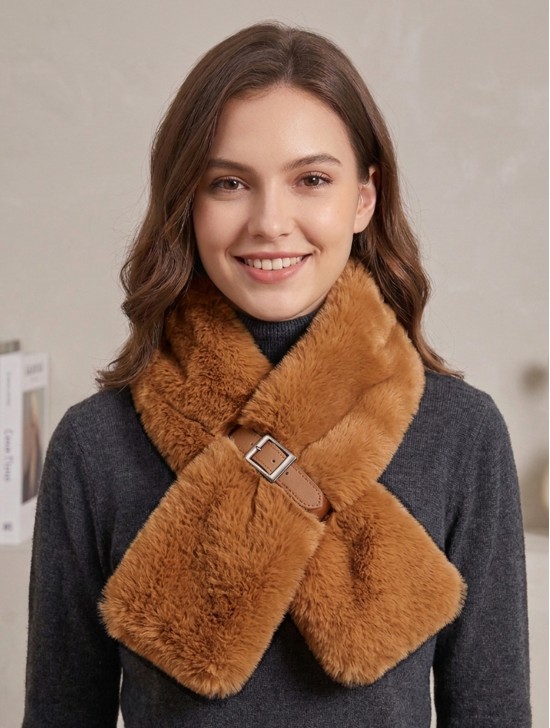 Fashion Plush Premium Scarf W/ Buckle Fashion Plush Premium Scarf W/ Buckle