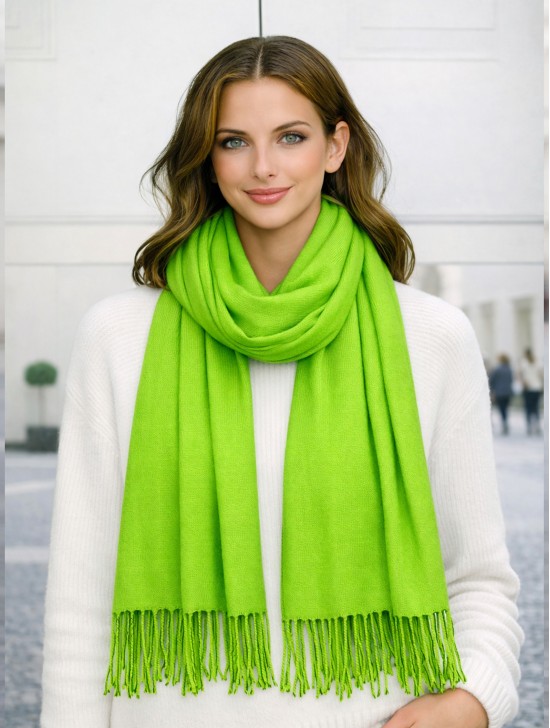 Solid Silk Blend Shawl Scarf 