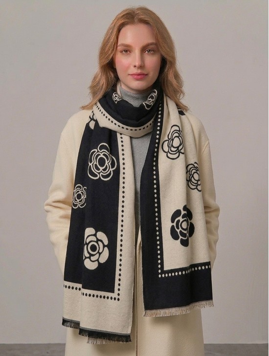 Flower Print Blanket Scarf 