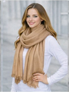 Solid Color Cut Fringe Shawl Scarf