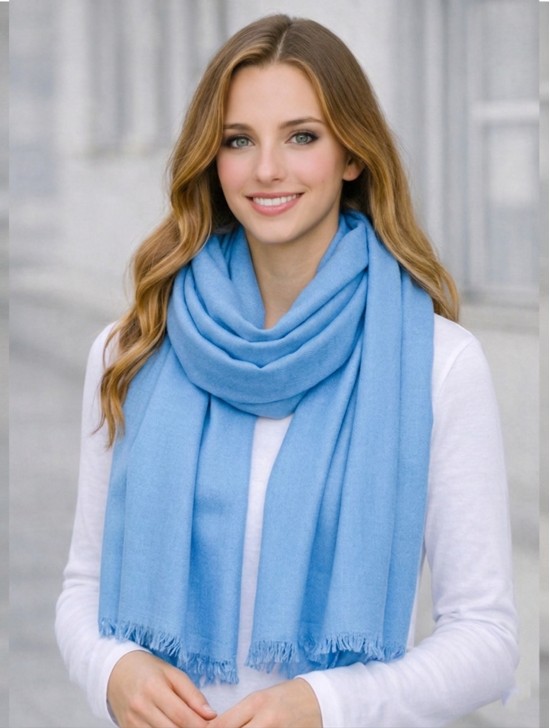 Solid Color Cut Fringe Shawl Scarf