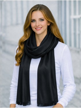 Solid Color Cut Fringe Shawl Scarf