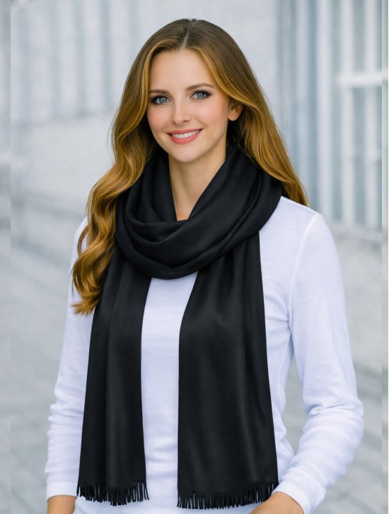 Solid Color Cut Fringe Shawl Scarf