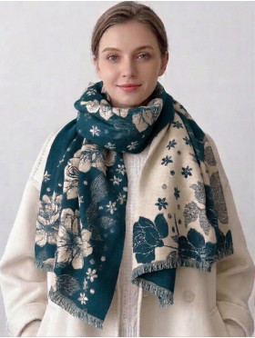 Cashmere Feeling Flower Print Premium Scarf