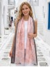 Two-Tone Rose Print Fashion Shawl Scarf W/ Cut Tassels