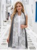 Two-Tone Rose Print Fashion Shawl Scarf W/ Cut Tassels