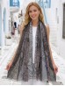 Two-Tone Leaves Print Fashion Shawl Scarf W/ Cut Tassels