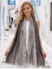Two-Tone Leaves Print Fashion Shawl Scarf W/ Cut Tassels
