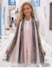 Two-Tone Leaves Print Fashion Shawl Scarf W/ Cut Tassels