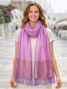 Paisley Print Shawl Scarf W/ Tassels