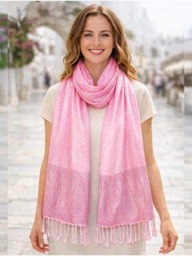 Paisley Print Shawl Scarf W/ Tassels