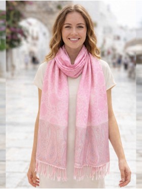 Paisley Print Shawl Scarf W/ Tassels