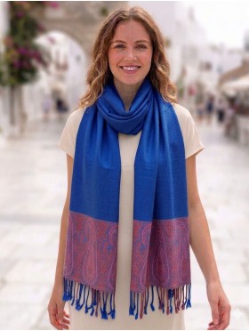 Paisley Print Shawl Scarf W/ Tassels