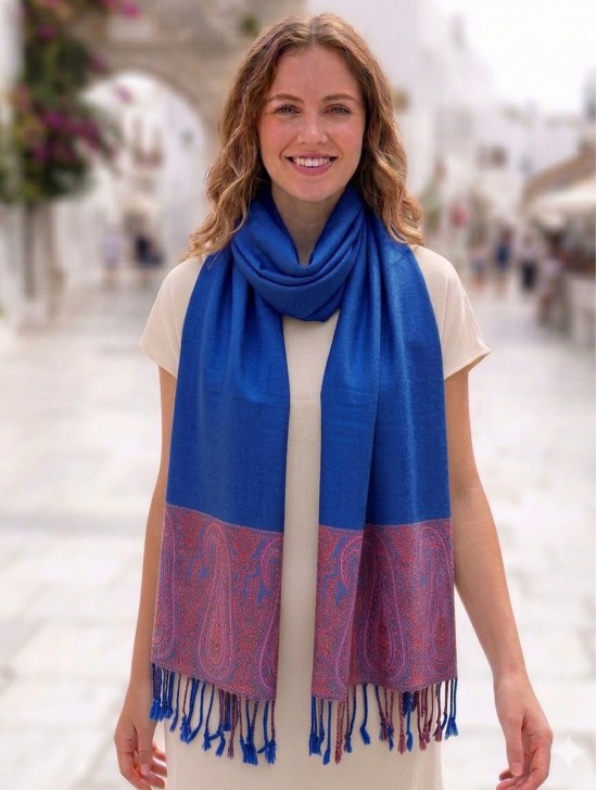 Paisley Print Shawl Scarf W/ Tassels