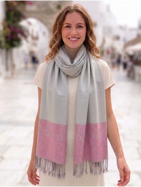 Paisley Print Shawl Scarf W/ Tassels