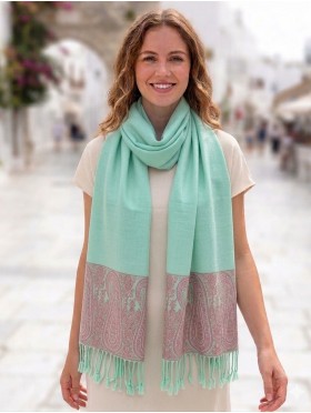 Paisley Print Shawl Scarf W/ Tassels