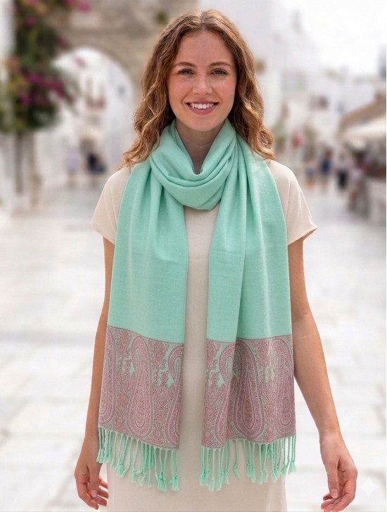 Paisley Print Shawl Scarf W/ Tassels Paisley Print Shawl Scarf W/ Tassels