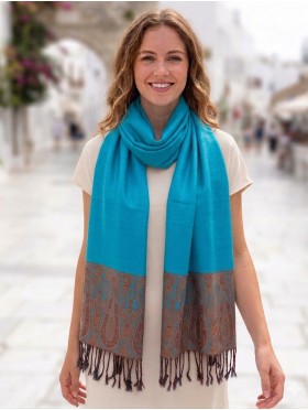 Paisley Print Shawl Scarf W/ Tassels