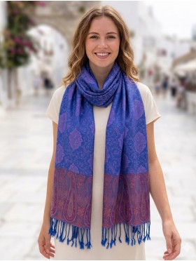 Paisley Print Shawl Scarf W/ Tassels