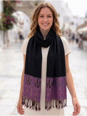 Paisley Print Shawl Scarf W/ Tassels