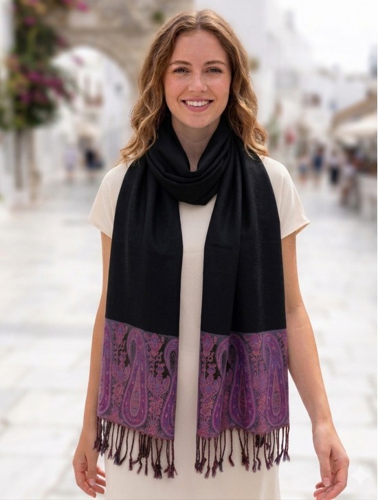 Paisley Print Shawl Scarf W/ Tassels Paisley Print Shawl Scarf W/ Tassels
