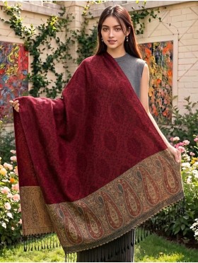 Paisley Print Shawl Scarf W/ Tassels