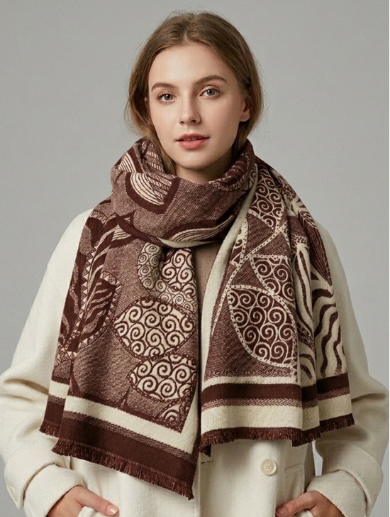 Cashmere Feeling Leaves Print Premium Scarf Cashmere Feeling Leaves Print Premium Scarf