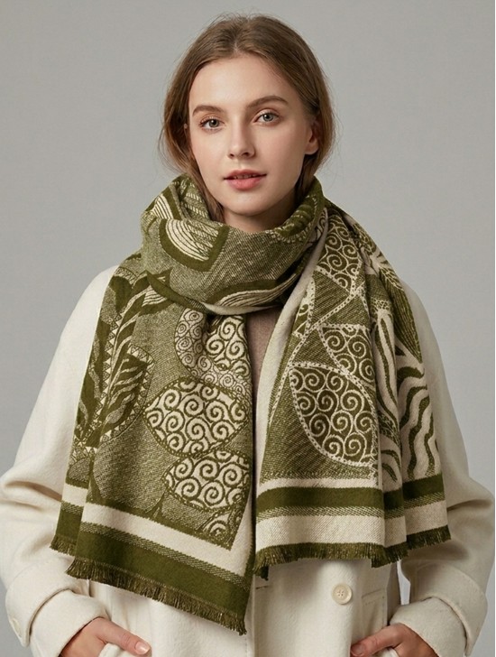Cashmere Feeling Leaves Print Premium Scarf Cashmere Feeling Leaves Print Premium Scarf