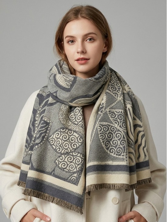 Cashmere Feeling Leaves Print Premium Scarf Cashmere Feeling Leaves Print Premium Scarf