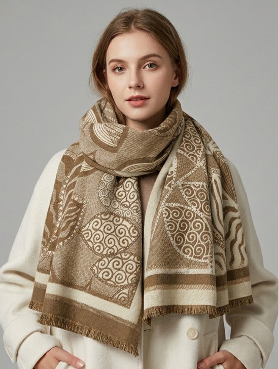 Cashmere Feeling Leaves Print Premium Scarf Cashmere Feeling Leaves Print Premium Scarf