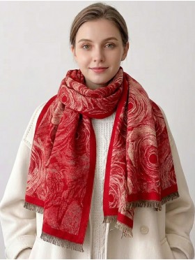 Cashmere Feeling Rose Print Premium Scarf