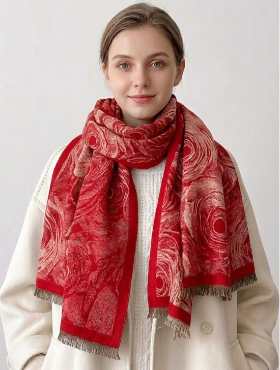 Cashmere Feeling Rose Print Premium Scarf Cashmere Feeling Rose Print Premium Scarf