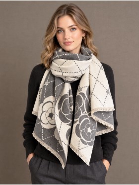 Diamond & Flower Print Premium Scarf