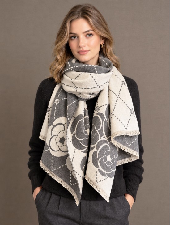 Diamond & Flower Print Premium Scarf Diamond & Flower Print Premium Scarf