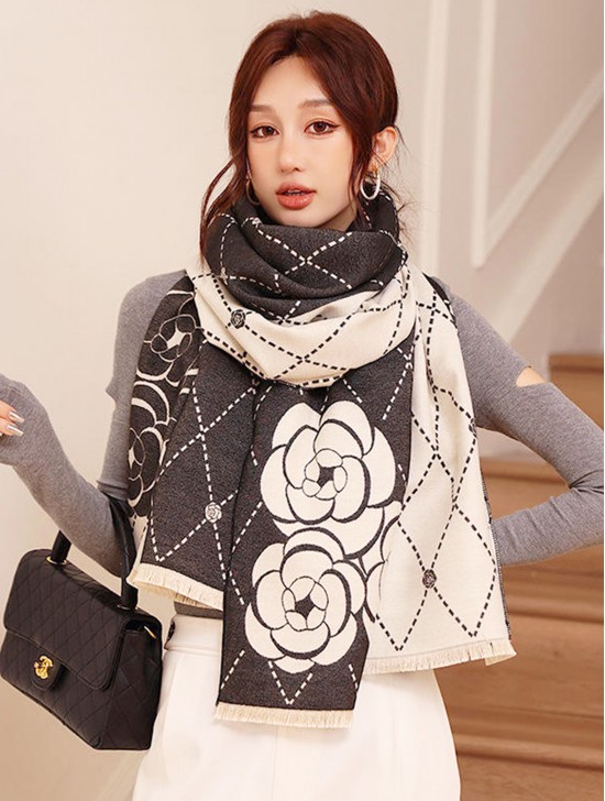 Diamond & Flower Print Premium Scarf