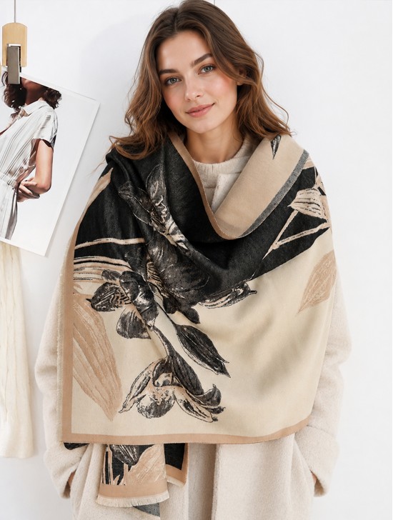 Floral Print Blanket Scarf 
