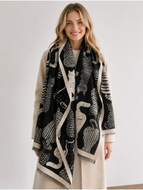 Cozy Cat Design Blanket Scarf