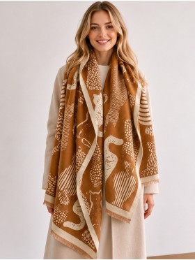 Cozy Cat Design Blanket Scarf